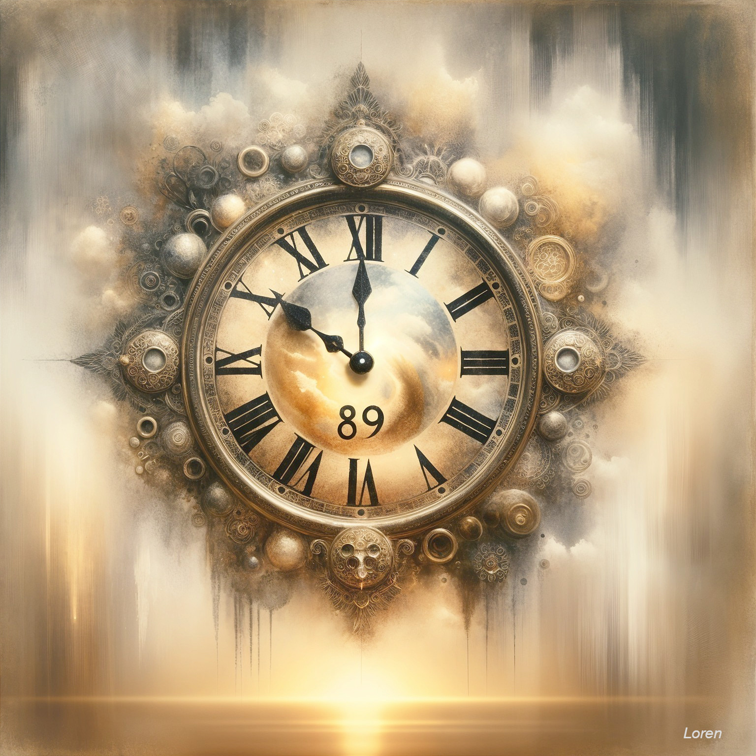 Ornate Clock with Roman Numerals and Steampunk Design