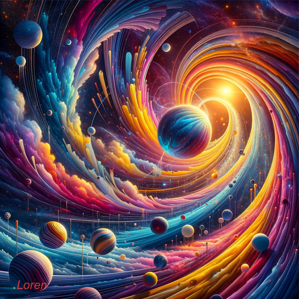 Vibrant Cosmic Scene with Colorful Energy Waves