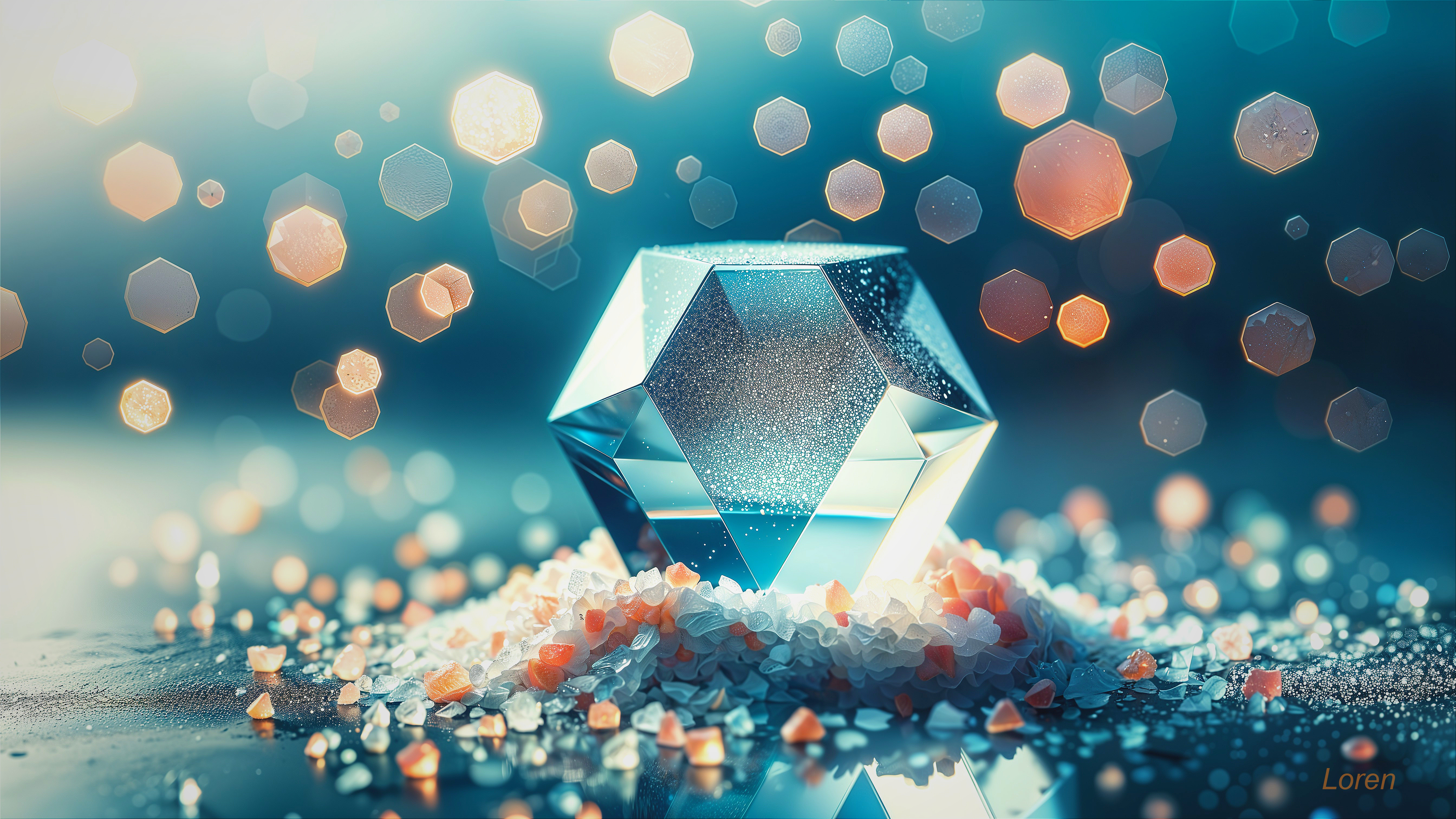 Crystal Centerpiece with Coarse Salt and Bokeh Effects