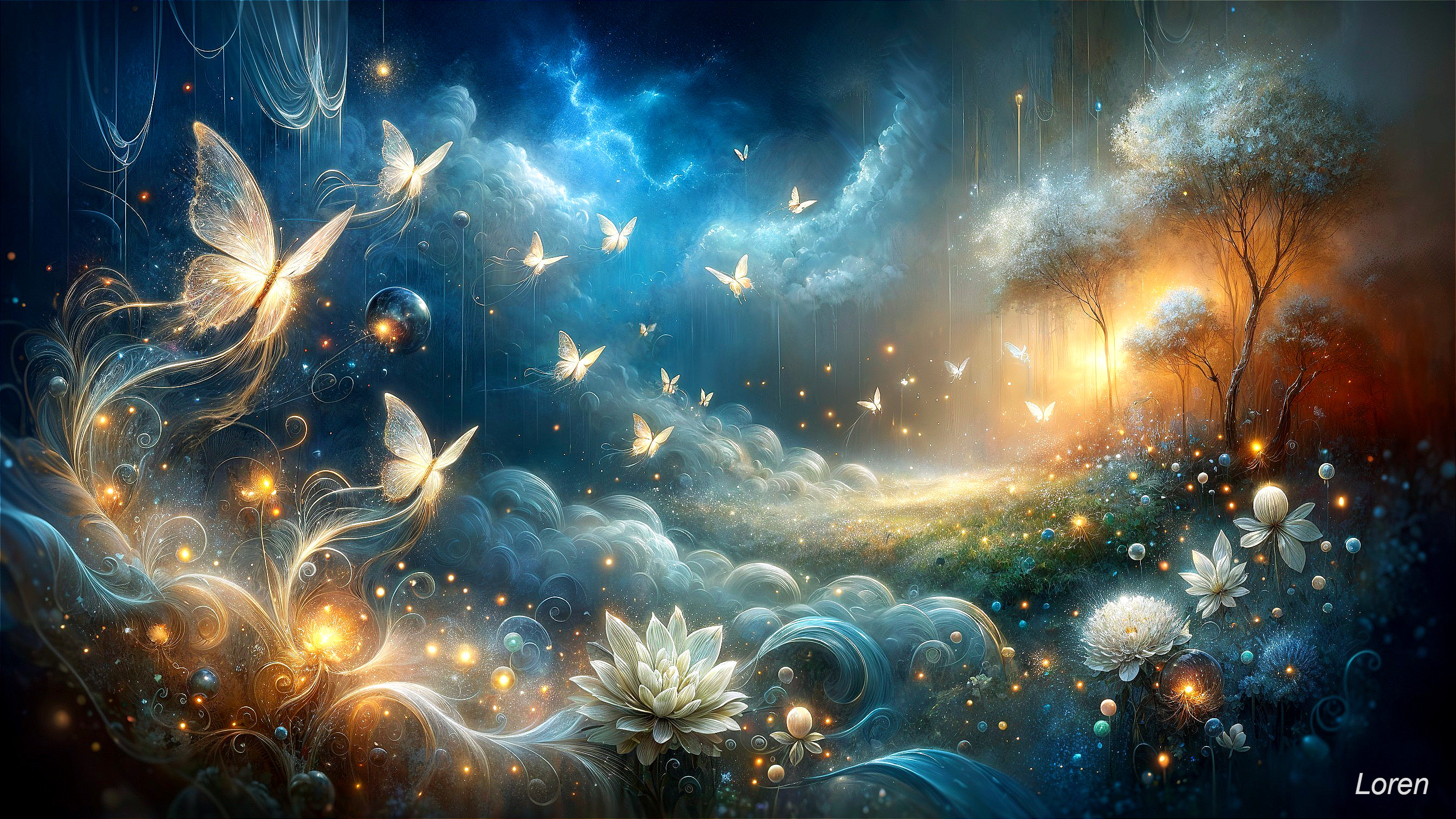 Surreal Landscape with Clouds and Ethereal Light