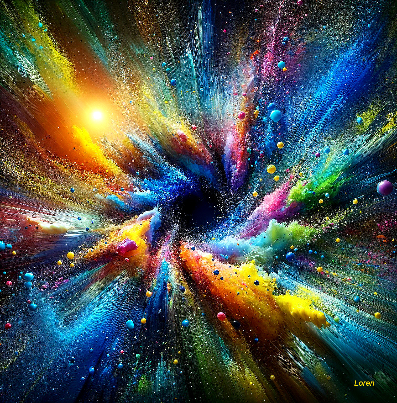 Vibrant Cosmic Explosion with Swirling Colors and Stars