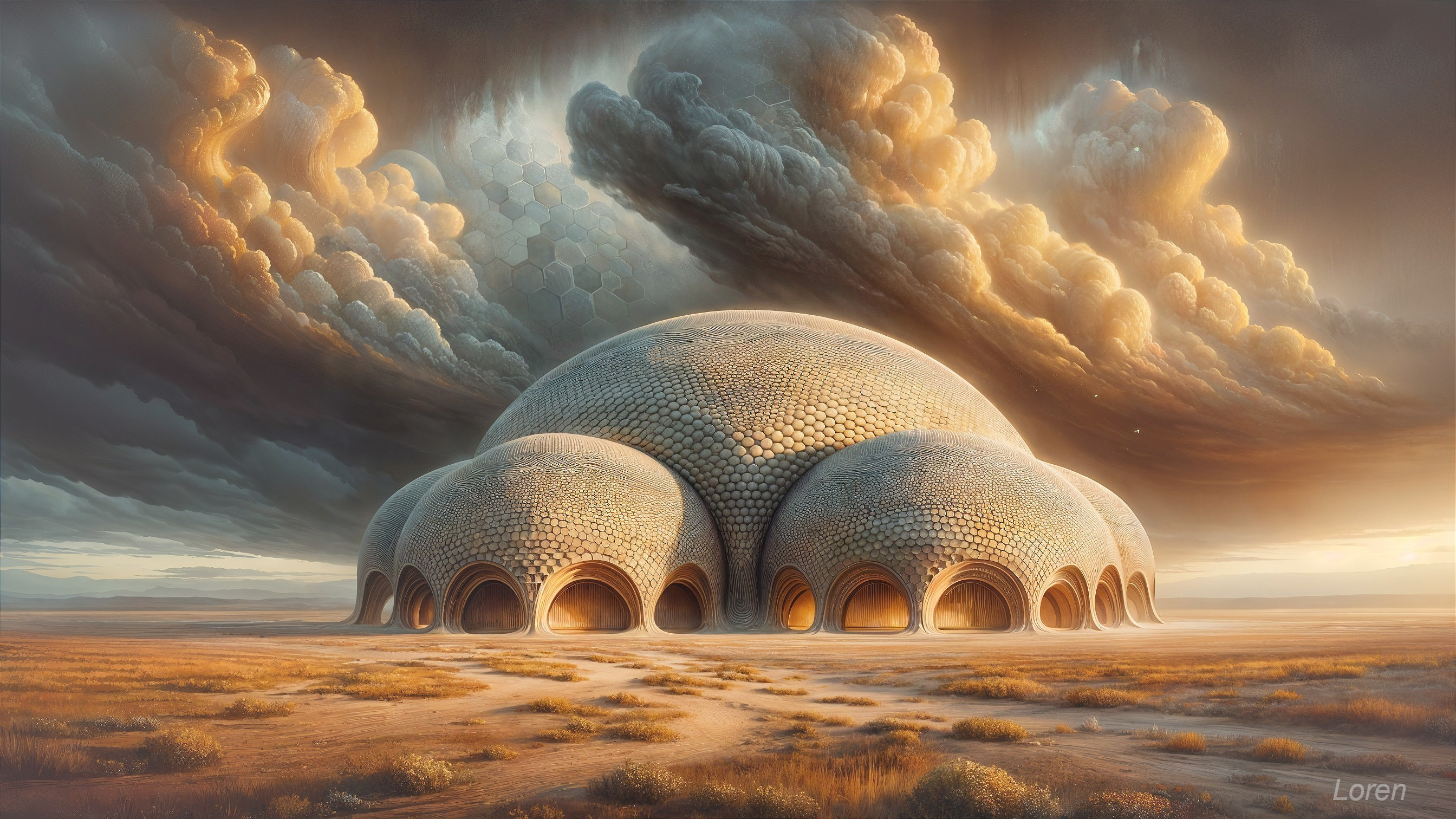 Architectural Structure with Dome Forms and Textures