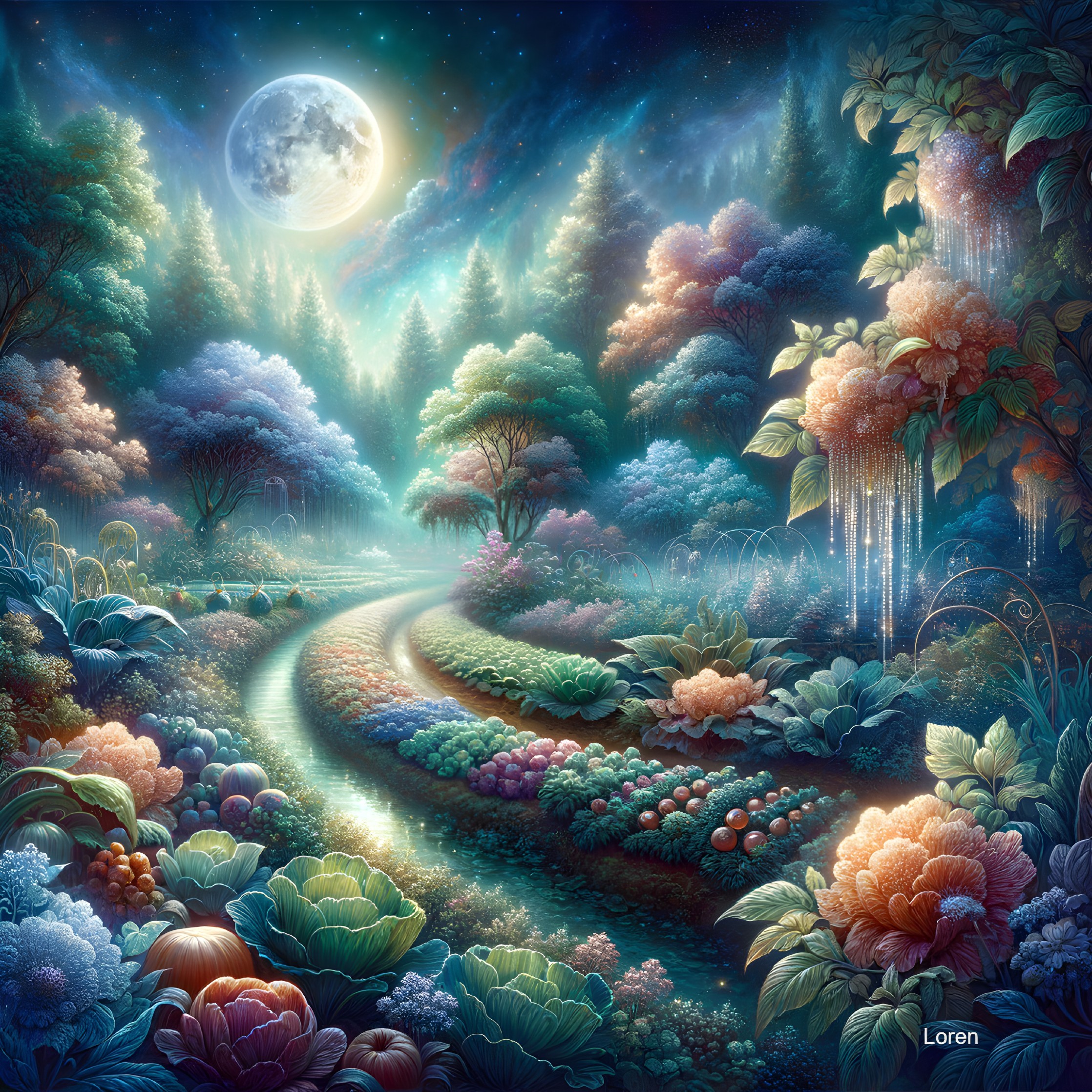 Moonlit Enchantment: A Fantasy Garden