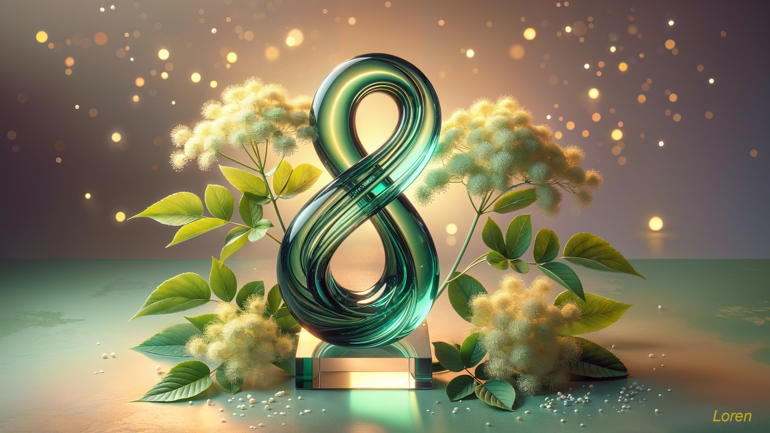 Translucent Aqua Number 8 Surrounded by Nature