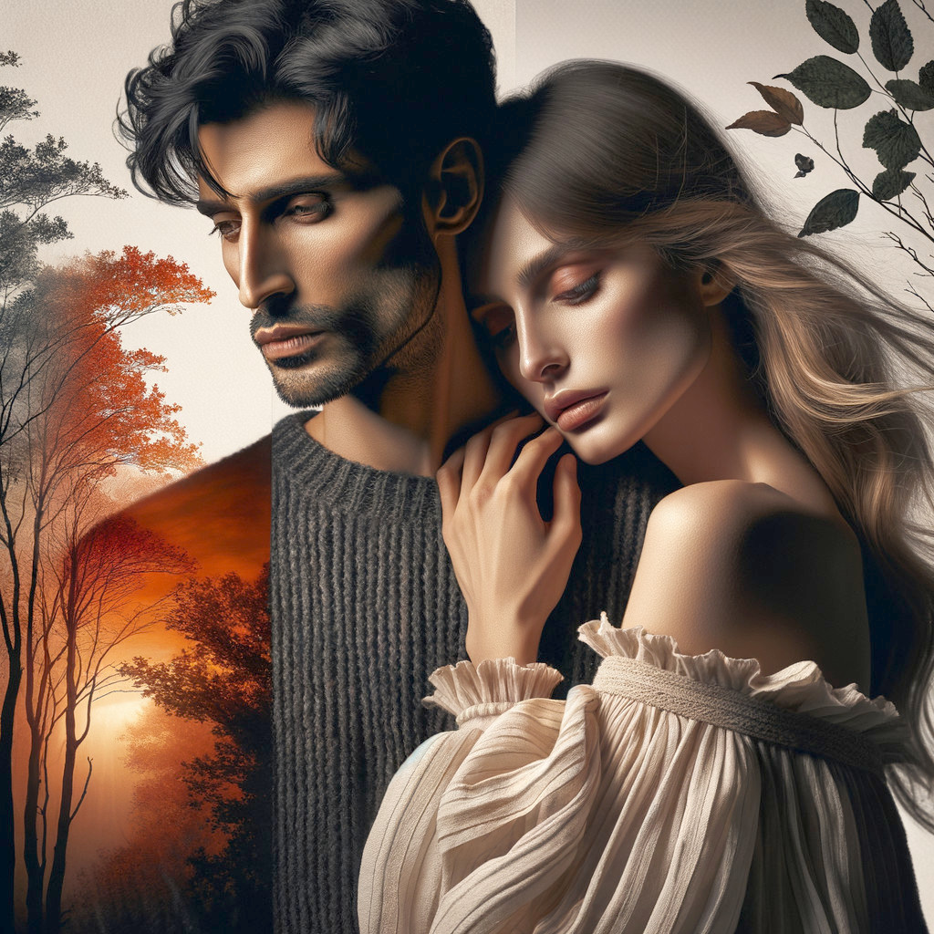 Romantic Portrait of Embracing Couple in Autumn Setting
