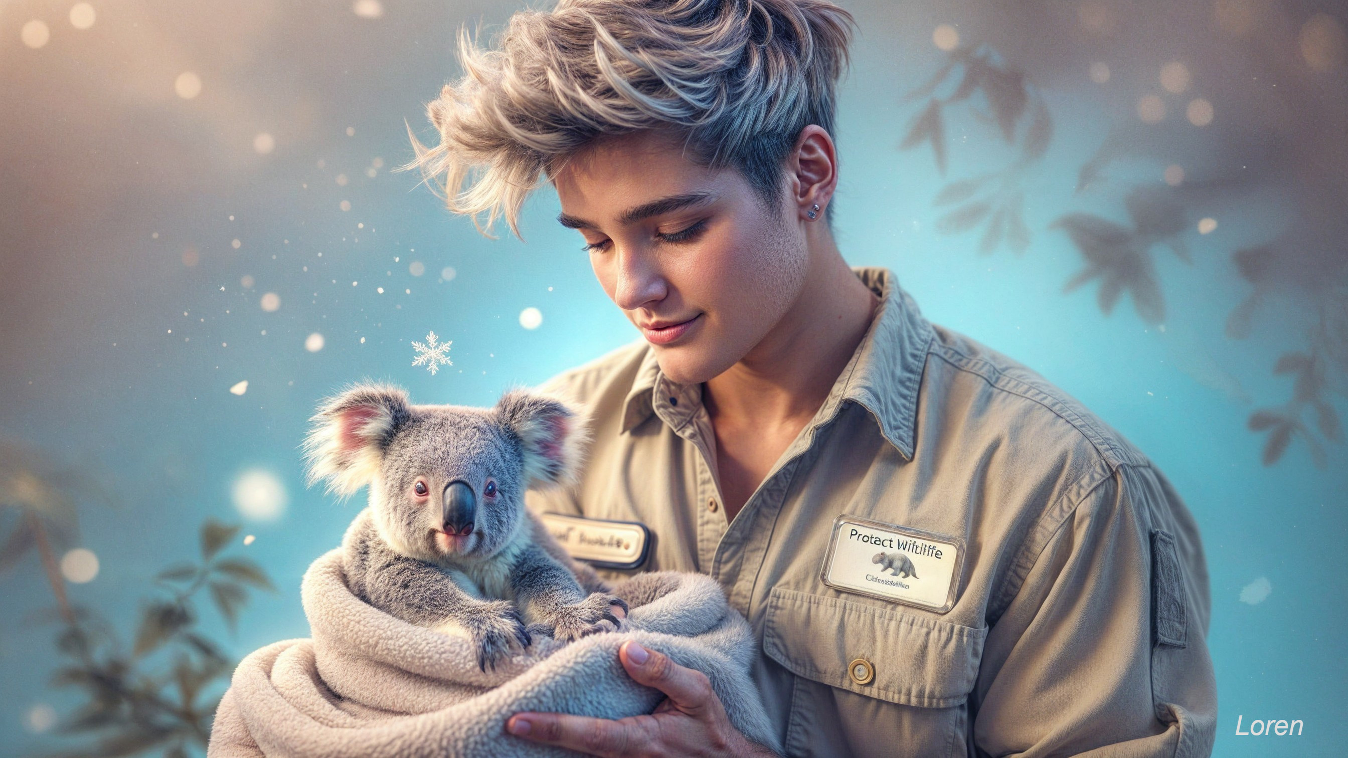 Young Person Holding a Koala in a Soft Blanket