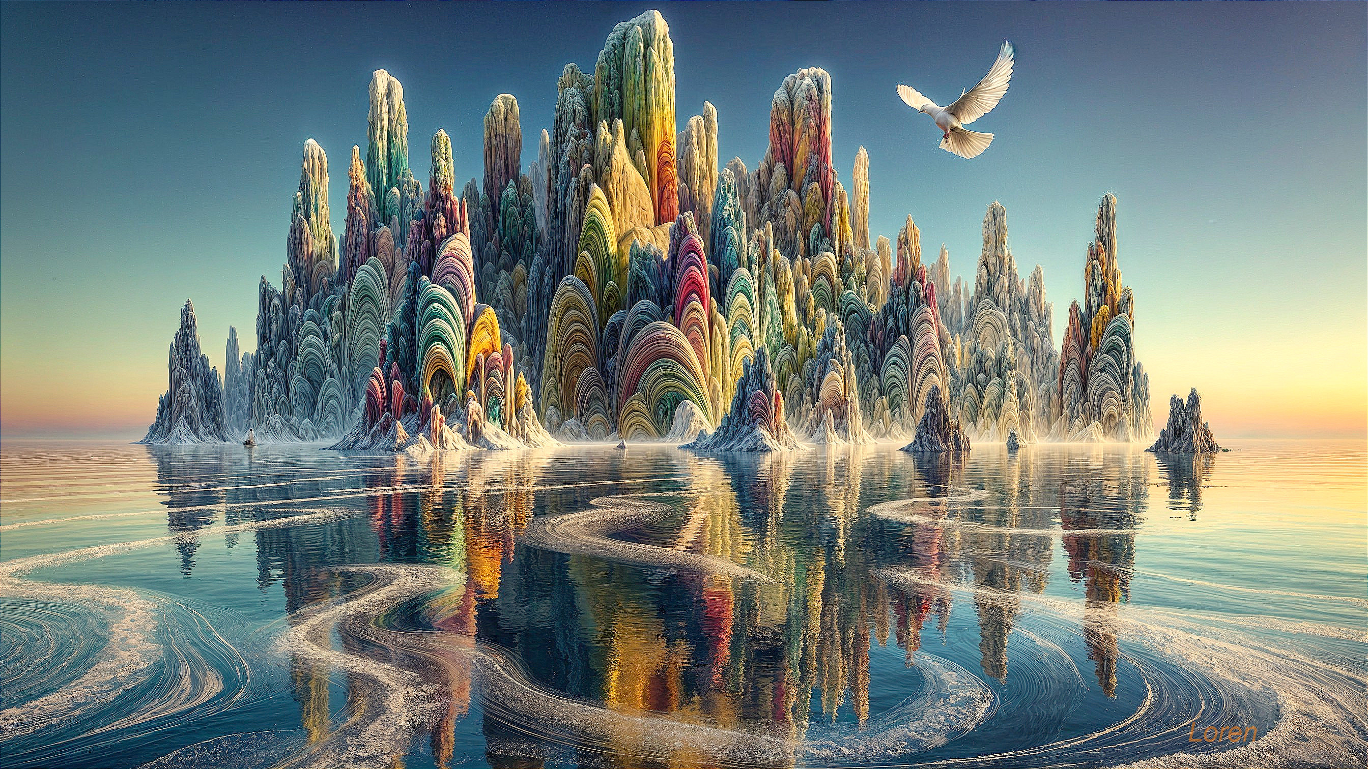 Surreal Landscape with Colorful Mountain Formations