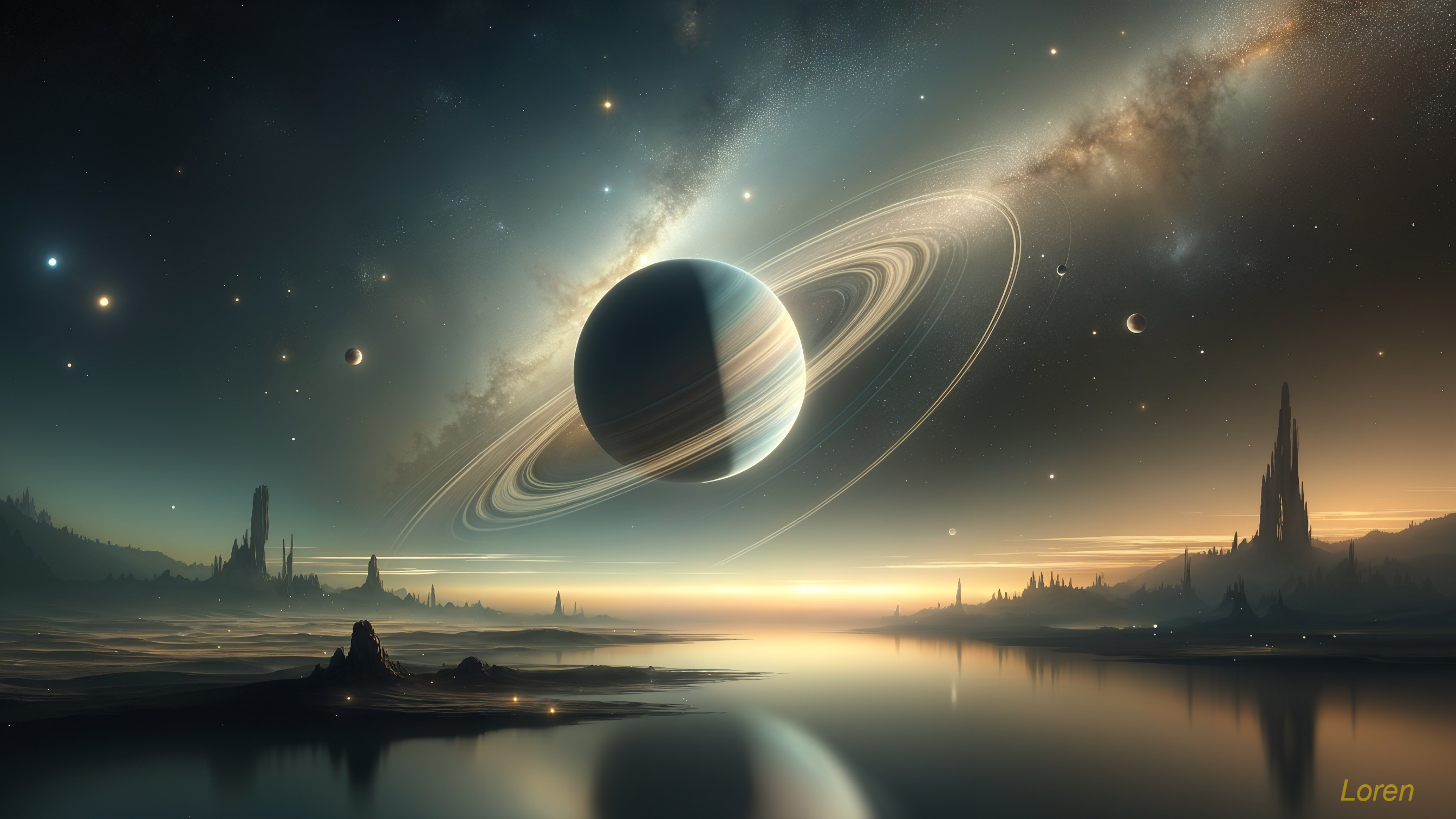 Cosmic Landscape with Majestic Planet and Rings