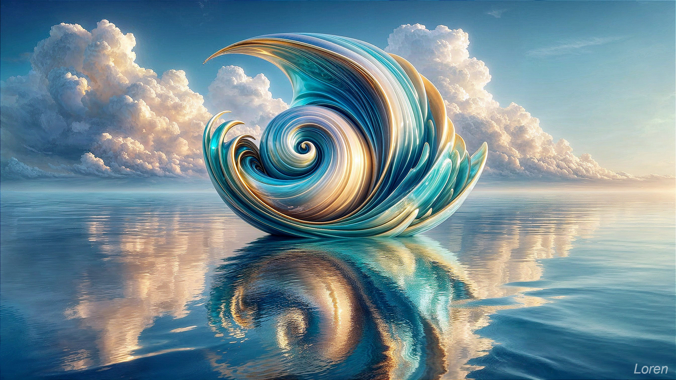 Abstract Wave Structure Above Serene Ocean Surface
