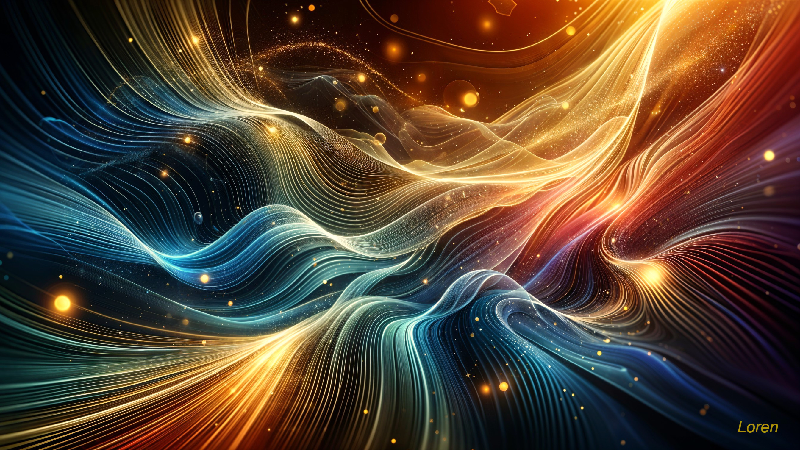 Abstract Composition of Colorful Flowing Waves