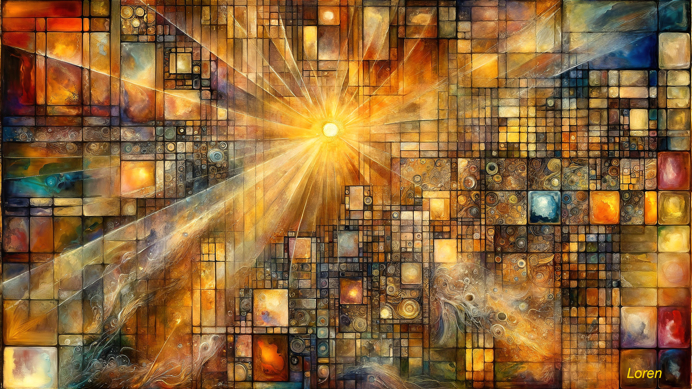 Abstract Composition of Vibrant Colors and Patterns