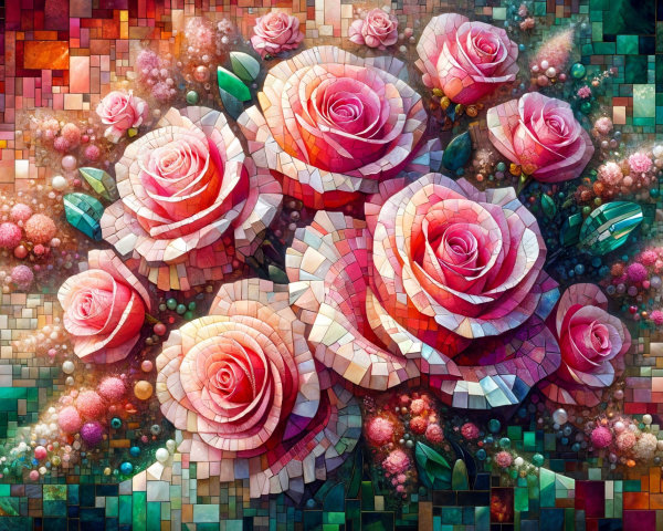 Vibrant Mosaic of Blooming Roses in Rich Colors