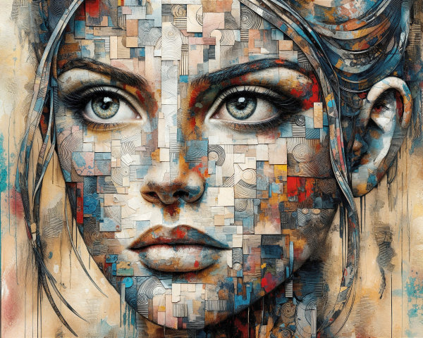 Artistic Portrait of a Woman in Geometric Shapes