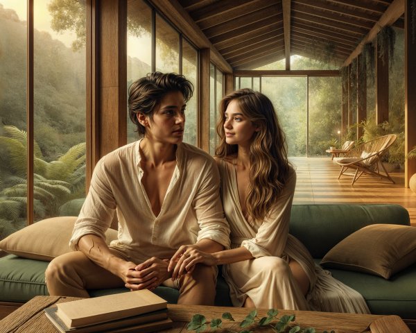 Cozy Couple in a Beautifully Designed Room