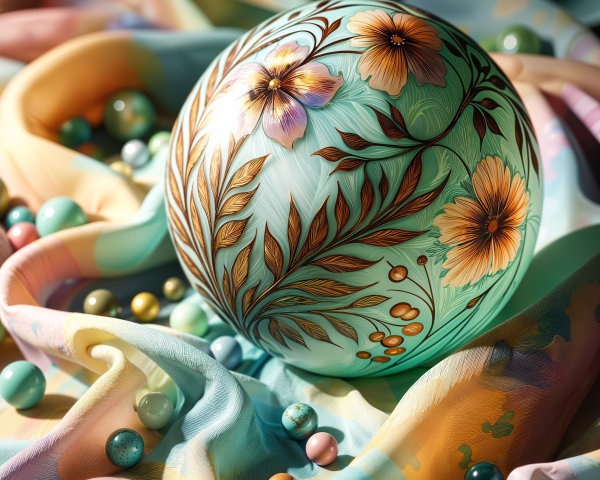 Decorative Ball on Colorful Fabric with Beads