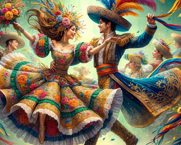 Colorful Cultural Dance Celebration with Traditional Costumes