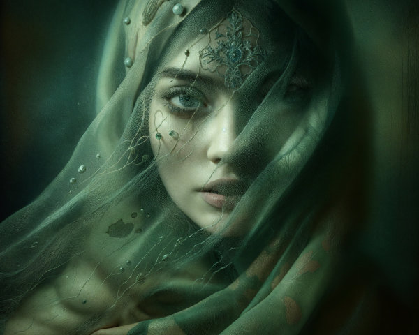 Portrait of a Woman in a Translucent Veil