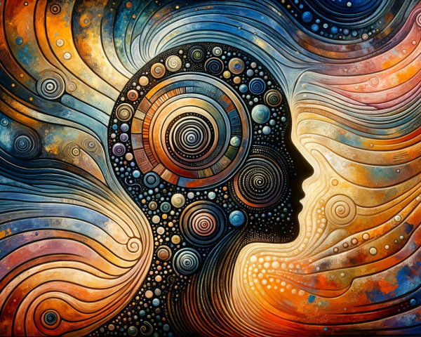 Abstract Illustration of Intertwined Silhouetted Faces