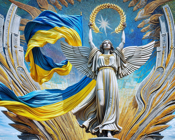 Grand Angelic Statue with Ukrainian Symbolism