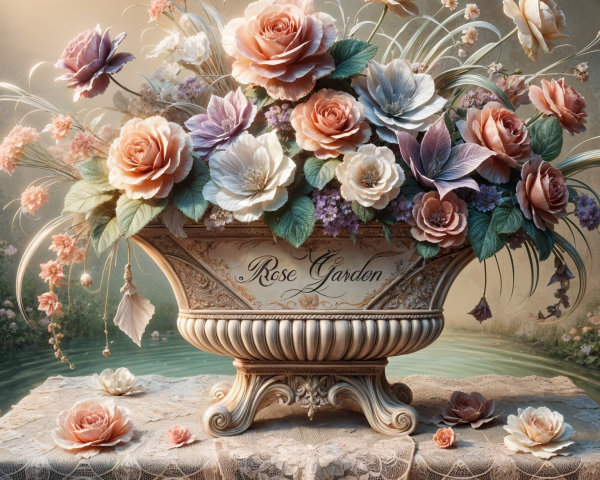 Floral Arrangement with Roses in Soft Shades