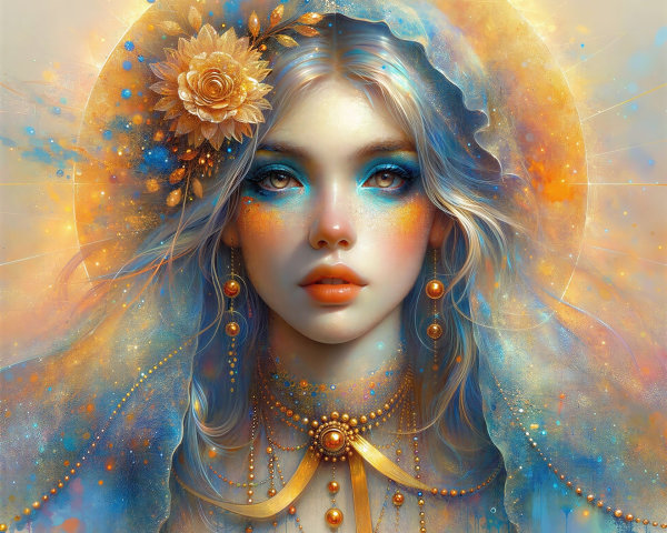 Vibrant Digital Painting of Woman with Colorful Hair