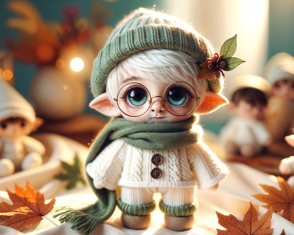 Charming Doll Surrounded by Elf-Like Companions