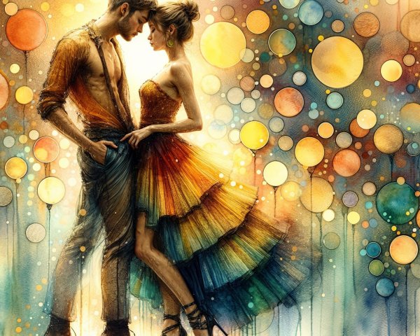 Couple in Intimate Moment with Colorful Background