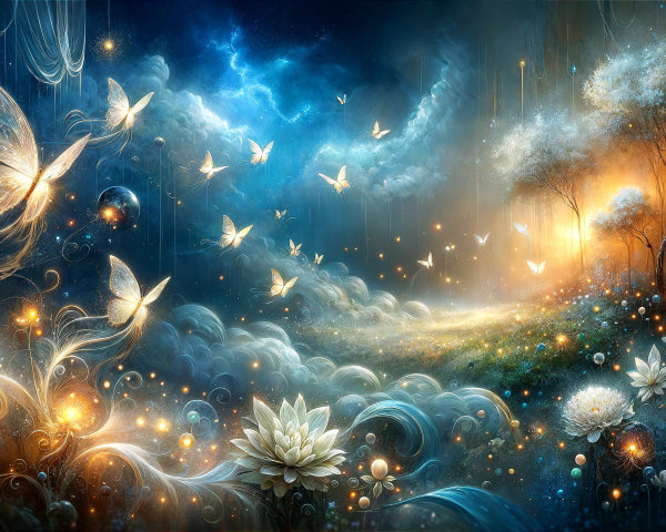 Surreal Landscape with Clouds and Ethereal Light