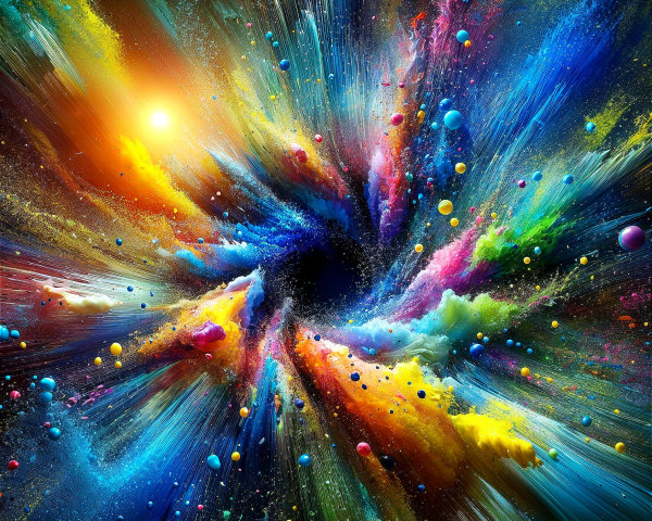 Vibrant Cosmic Explosion with Swirling Colors and Stars