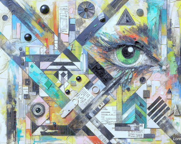 Abstract Artwork with Geometric Shapes and Colors