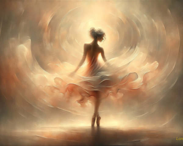 Ethereal Ballet Dance in Flowing Dress and Light