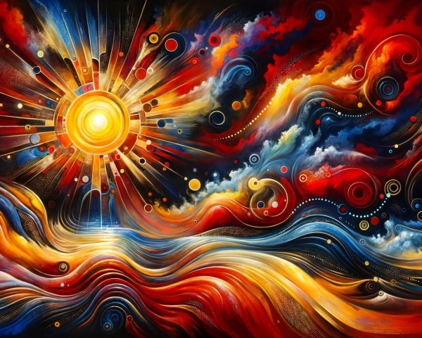 Vibrant Abstract Painting with Dynamic Colors and Patterns