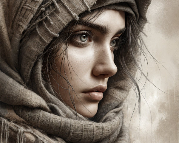 Close-up Portrait of a Woman with Green Eyes