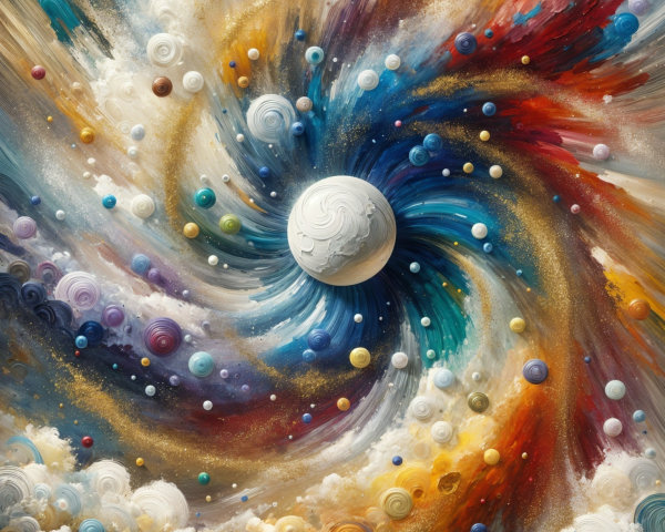 Vibrant Cosmic Scene with Colorful Abstract Swirls