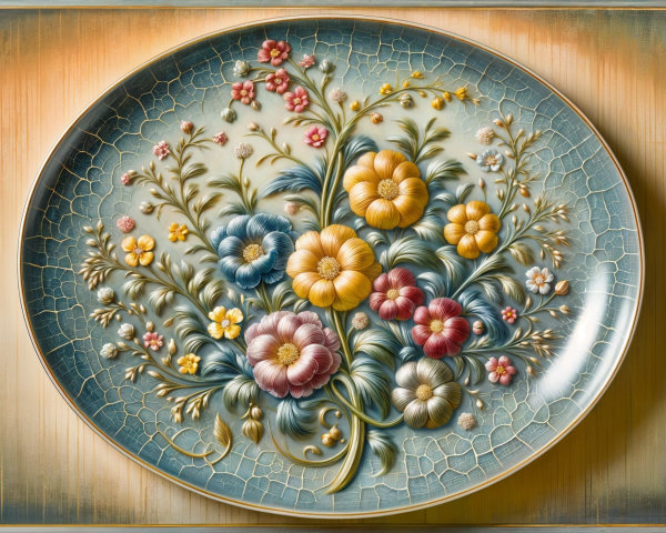 Vibrant Floral Design on Decorative Plate
