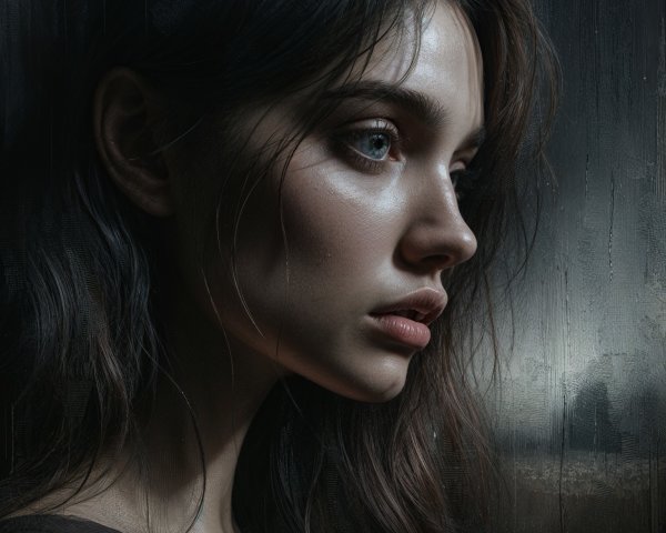 Close-Up Profile of a Young Woman with Luminous Skin