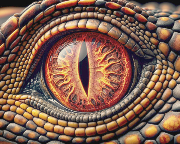 Close-Up of Reptilian Eye with Intricate Scales