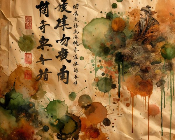 Traditional Chinese Painting of Elderly Scholar