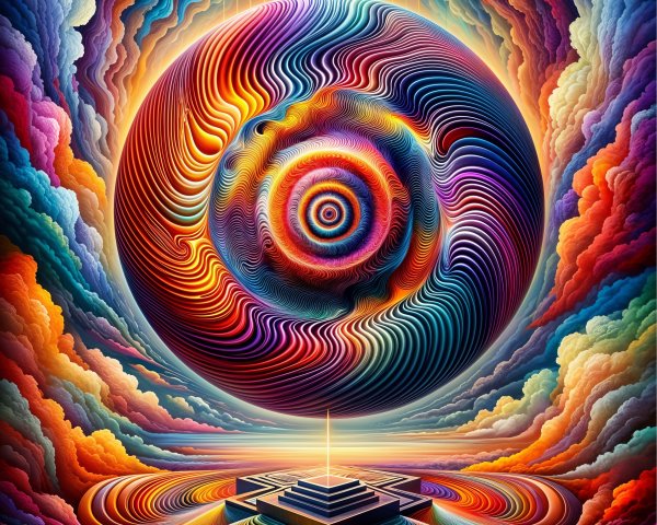 Vibrant Color Swirl with Geometric Structure and Depth