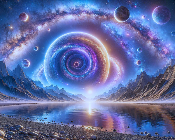 Cosmic Landscape with Galaxies and Vibrant Planets