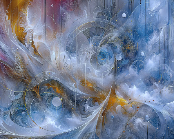 Ethereal Abstract Composition with Fluid Shapes and Colors