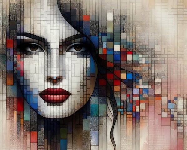 Stained Glass Digital Painting of a Woman's Face