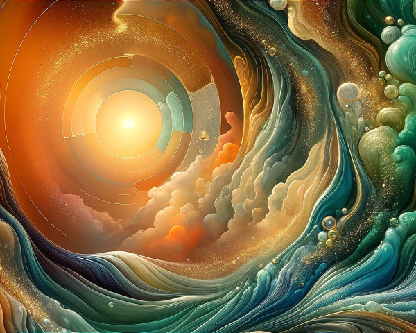 Vibrant Abstract Scene with Swirling Color Waves