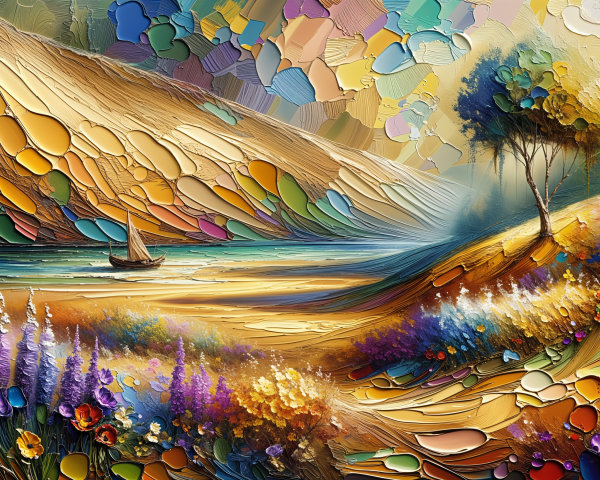 Vibrant Landscape with Rolling Hills and River