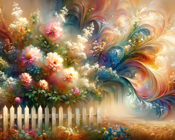 Vibrant Floral Composition with Whimsical Background