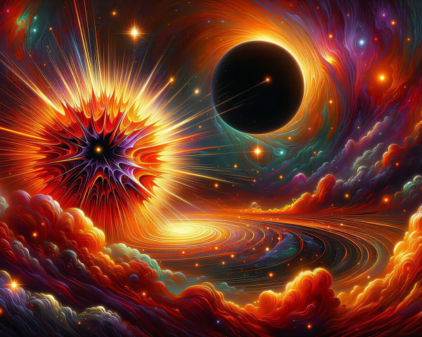 Cosmic Explosion with Starburst and Black Hole Elements