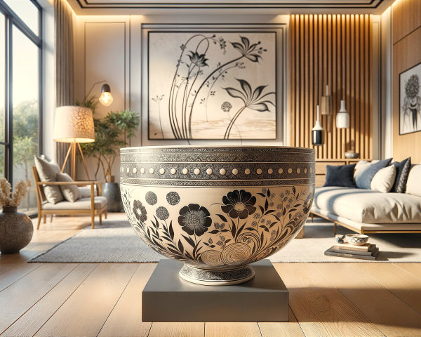 Intricately Designed Floral Bowl in Modern Living Room