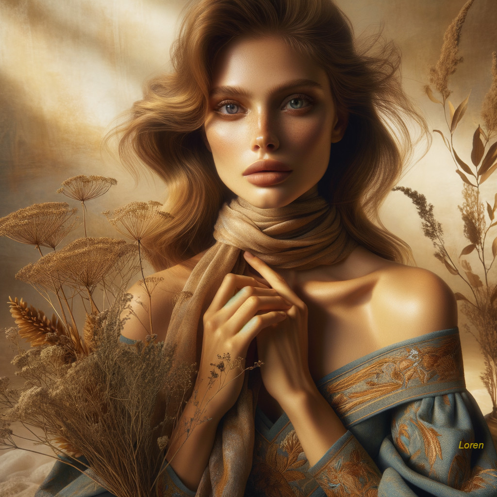 Portrait of a Woman in Ethereal Floral Setting