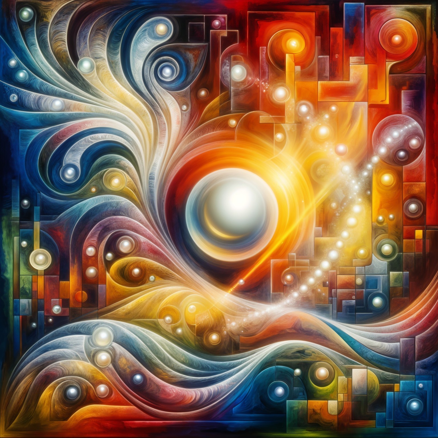 Abstract Artwork Featuring Colorful Swirls and Patterns