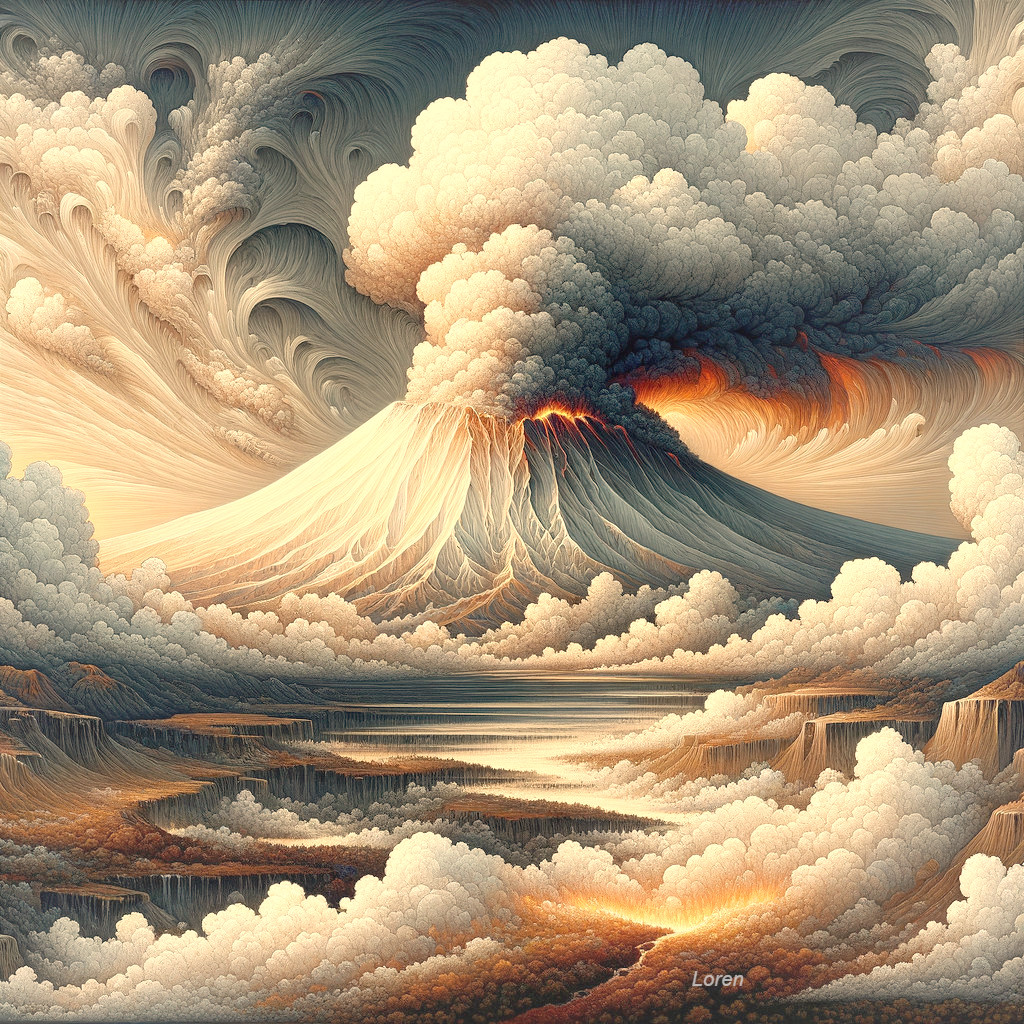 Majestic Volcano Eruption with Dramatic Landscape